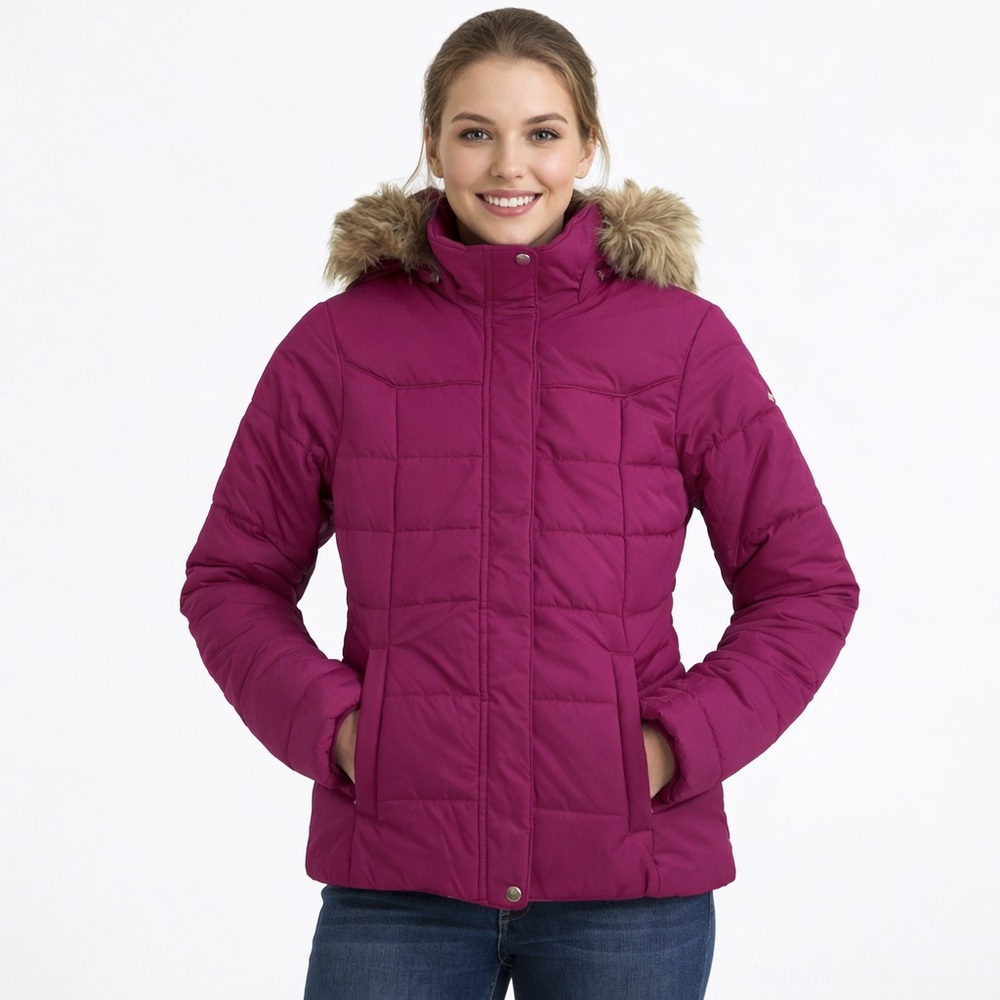 Columbia Women's Purple Ski Jacket with Removable Faux Fur Hood